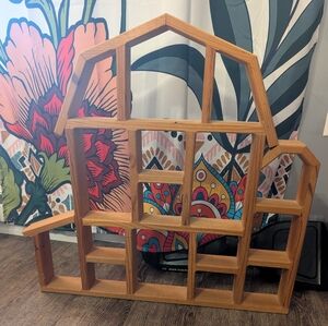 Wooden Wall Shelf Barn Shape